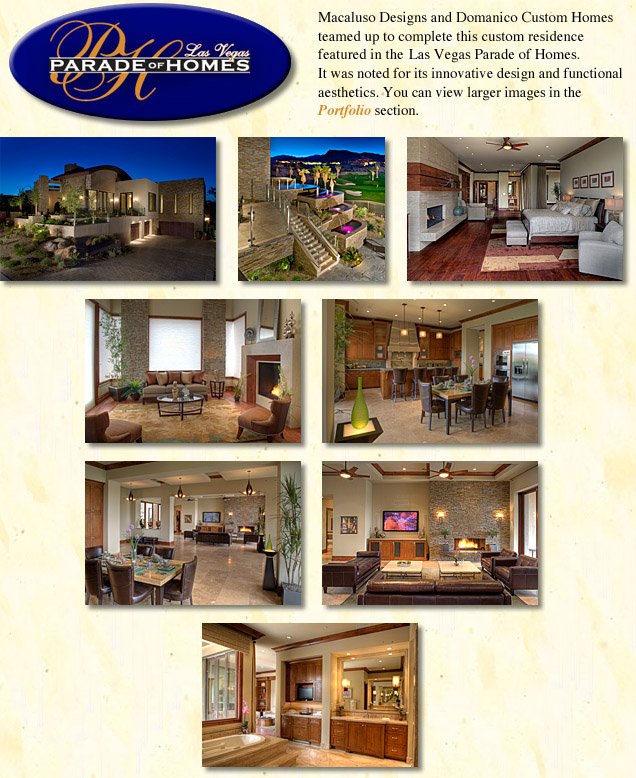 Las Vegas Parade of Homes logo and residence thumbnail photos